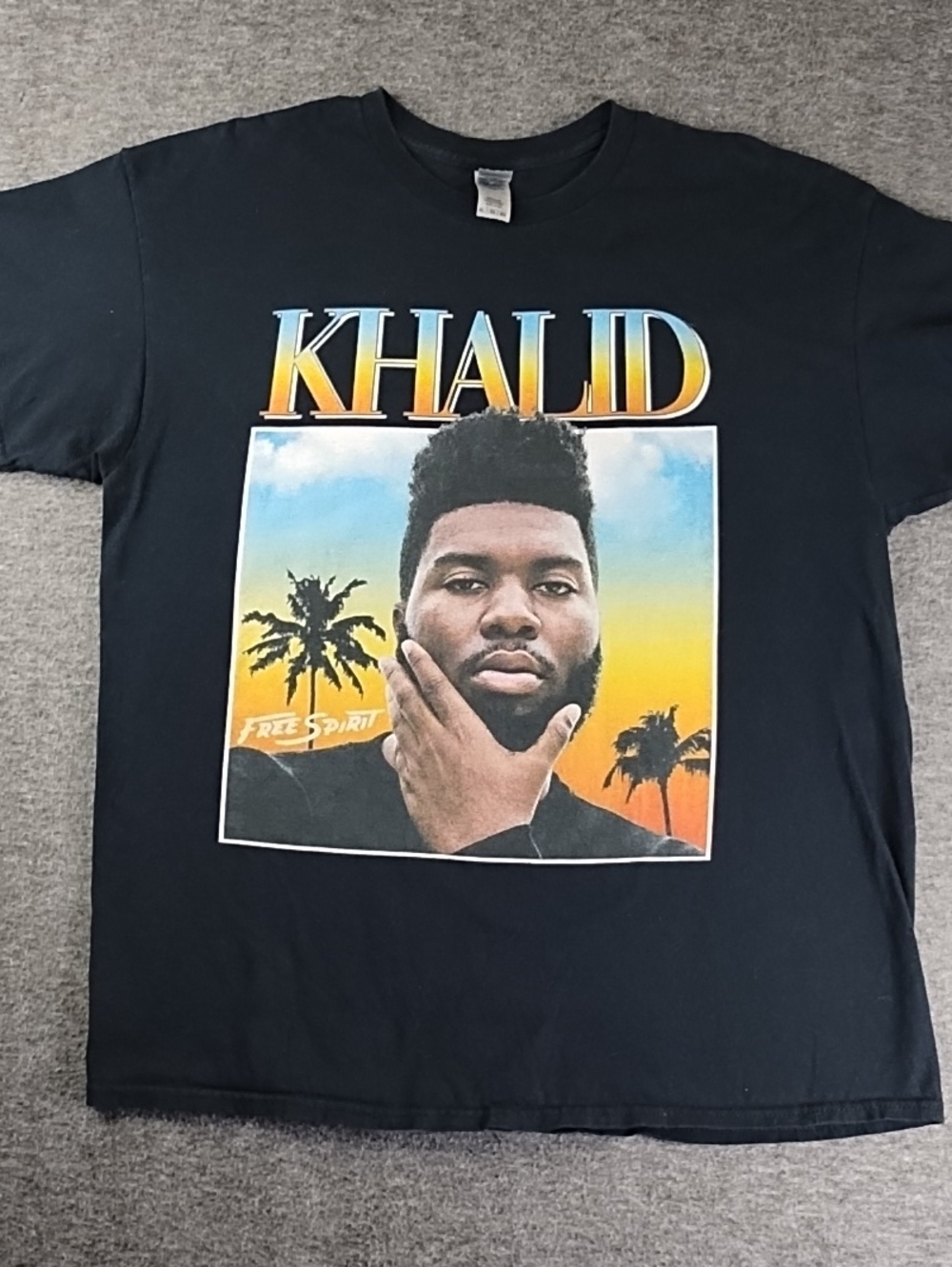 Khalid Black Graphic Tee - Artist Portrait Short Sleeve